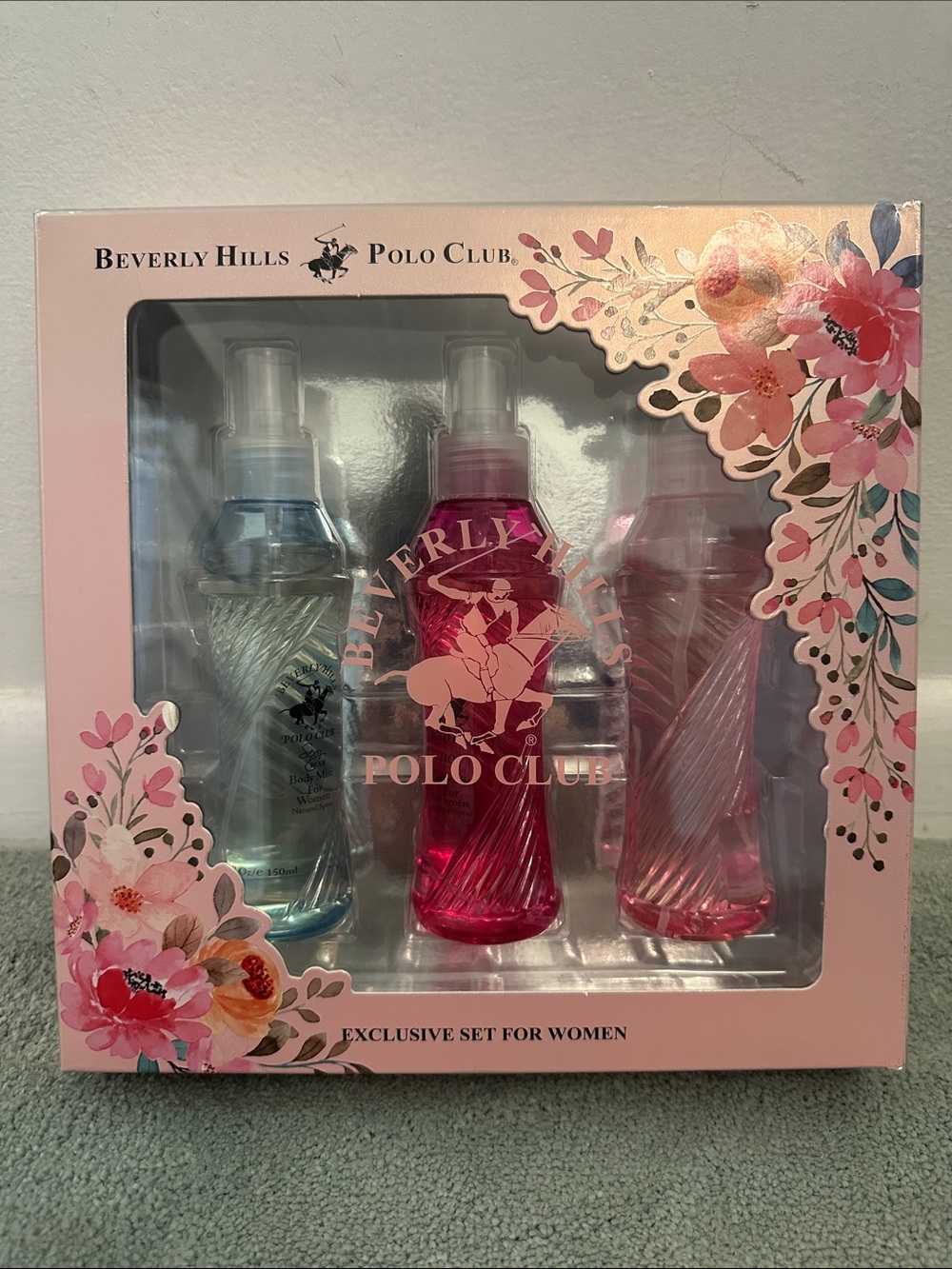 Beverly Hills Polo Club Pink & Blue Women's Bath & Body Spray Gift Set